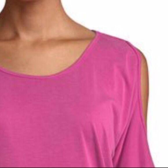 NWT Neiman Marcus Pink Fuchsia Cold Shoulder Scoop Neck Top Casual - Picture 4 of 12